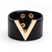 ( black) fashion occidental style width leather bangle trend ladyV Word