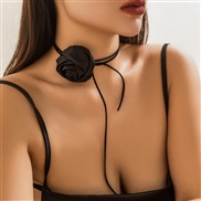 ( black 6 2 )occidental style retro Cloth flowers Collar temperament velvet flower twining chain