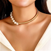 (Pearl )occidental style snake chain punk Collar woman samll chain imitate Pearl all-Purpose necklace