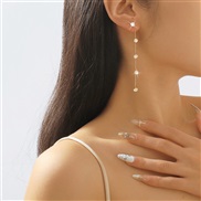 ( Gold)E occidental style brief tassel earrings  Korean brief elegant diamond fashion Earring woman