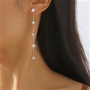 ( White K)E occidental style brief tassel earrings  Korean brief elegant diamond fashion Earring woman