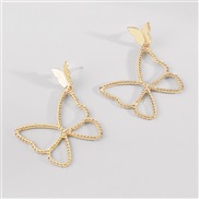 ( Gold)E brief Metal hollow butterfly earrings  fashion atmospheric samll sweet earring