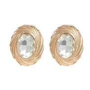 ( white) Round ear stud occidental style exaggerating Earring woman Alloy diamond retro