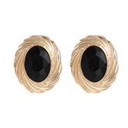 ( black) Round ear stud occidental style exaggerating Earring woman Alloy diamond retro