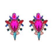 ( rose Red) temperament retro glass diamond earrings woman   high fashion ear studearrings