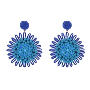 ( blue)occidental style Bohemia earrings woman weave exaggerating temperament earring candy colors Country style earrin