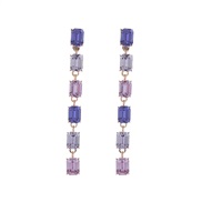 (blue  Pink)occidental style fashion multilayer square diamond earrings long style tassel exaggerating temperament earr