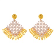 ( yellow)occidental style beads earrings Bohemian style exaggerating Earring sector weave earring