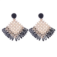 ( black)occidental style beads earrings Bohemian style exaggerating Earring sector weave earring