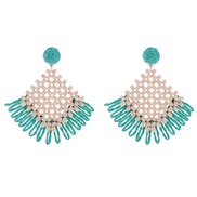 ( green)occidental style beads earrings Bohemian style exaggerating Earring sector weave earring