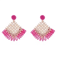 ( rose Red)occidental style beads earrings Bohemian style exaggerating Earring sector weave earring