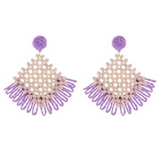 (purple)occidental style beads earrings Bohemian style exaggerating Earring sector weave earring