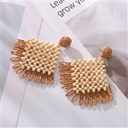 ( khaki)occidental style beads earrings Bohemian style exaggerating Earring sector weave earring