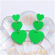 ( greenlove )three love earrings ear stud long style splice fashion brief wind occidental style Metal earring lady