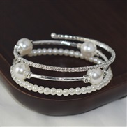 (SL 1 64  Silver)ins brief layer Pearl Rhinestone bangle woman retro twining Korean style