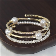 (SL 1 64  Gold)ins brief layer Pearl Rhinestone bangle woman retro twining Korean style