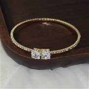 (SL 1215  Gold) fashion Rhinestone row fully-jewelled zircon mosaic claw chain woman opening personality bangle