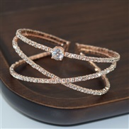 ( Rose Gold)bride luxurious Rhinestone zircon opening bangle woman temperament bracelet