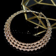 (3  Gold White Diamond ) fashion Rhinestone Collar multilayer crystal necklace necklace multicolor steel wire circle br