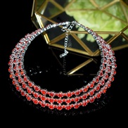 (3  Silver red ) fashion Rhinestone Collar multilayer crystal necklace necklace multicolor steel wire circle bride