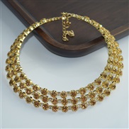 (3  Gold yellow +White Diamond ) fashion Rhinestone Collar multilayer crystal necklace necklace multicolor steel wire c