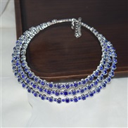 (3  Silver blue ) fashion Rhinestone Collar multilayer crystal necklace necklace multicolor steel wire circle bride