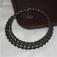 (3  Gun black  Black ) fashion Rhinestone Collar multilayer crystal necklace necklace multicolor steel wire circle bride