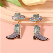 ( blue)occidental style fashion personality temperament Cowboy wind enamel diamond Alloy style earrings Earring