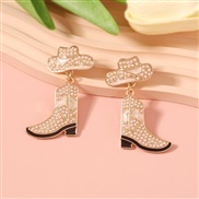 ( white)occidental style fashion personality temperament Cowboy wind enamel diamond Alloy style earrings Earring