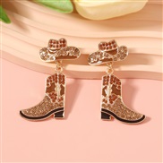 ( light brown)occidental style fashion personality temperament Cowboy wind enamel diamond Alloy style earrings Earring