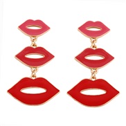 ( red)occidental style brief personality long style fashion Alloy enamel earrings all-Purpose exaggerating all-Purpose E