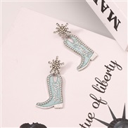 ( light blue )occidental style exaggerating snowflake fashion trend all-Purpose temperament brief samll ear stud earrin