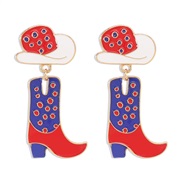 ( red+ Dark blue)E Cowboy wind Alloy enamel style earrings  occidental style personality embed earring