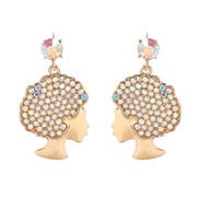 (gold AB color)occidental style exaggerating earrings fully-jewelled Earring woman fashion head head Alloy earring