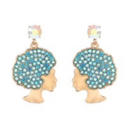 (gold blue AB)occidental style exaggerating earrings fully-jewelled Earring woman fashion head head Alloy earring