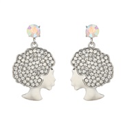 (silvery white )occidental style exaggerating earrings fully-jewelled Earring woman fashion head head Alloy earring