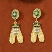 ( green) Bohemia high retro gold geometry temperament trend all-Purpose earrings ear stud Earring