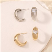 ( Gold Set in drill) occidental style geometry annular temperament high fashion samll all-Purpose retro earrings ear st