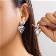 ( 3  White K 3 41)occidental style  fashion Metal Peach heart love ear stud  retro all-Purpose Stripe Earring