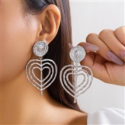 ( 4  White K 3 42)occidental style  fashion Metal Peach heart love ear stud  retro all-Purpose Stripe Earring