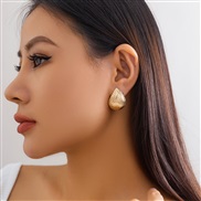 ( 5  Gold 3 43)occidental style  fashion Metal Peach heart love ear stud  retro all-Purpose Stripe Earring