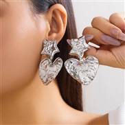 ( 6  White K 3 47)occidental style  fashion Metal Peach heart love ear stud  retro all-Purpose Stripe Earring