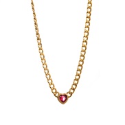 ( rose Red)occidental style samll heart-shaped necklace  stainless steel color retention personality brief chain chain