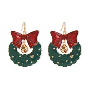 ( green)Ehristmas occidental style enamel bow flower earrings  christmas retro personality earring