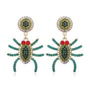 ( greenKCgold )occidental style spider insect Modeling ear stud enamel diamond personality