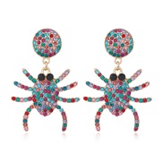 ( ColorKCgold )occidental style spider insect Modeling ear stud enamel diamond personality