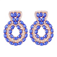 ( blue)occidental style flowers earrings color fully-jewelled ear stud temperament Round Earring retro flowers