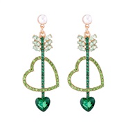 ( green)occidental style retro love ear stud fashion personality heart-shaped Earring temperament ear stud new