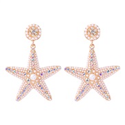 (57474 AB)occidental style creative cartoon Five-pointed star Pearl earrings lovely woman starfish Earring