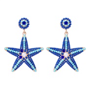 (57474 DBU)occidental style creative cartoon Five-pointed star Pearl earrings lovely woman starfish Earring